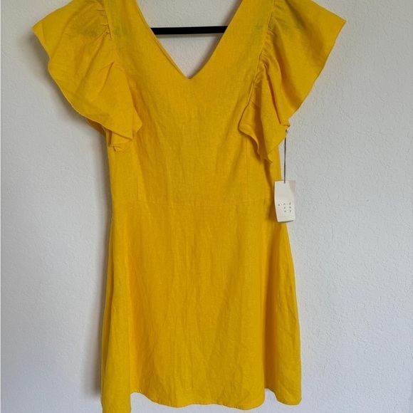 a new day Dresses & Skirts - A NEW DAY Yellow Flutter Sleeve A-line Mini Dress Size 4